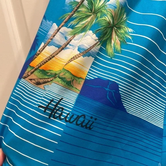 Vintage Hawaiian Blue Floral Print Kimono - Picture 2 of 4